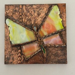 Original Copper Butterfly, framed, mixed media art